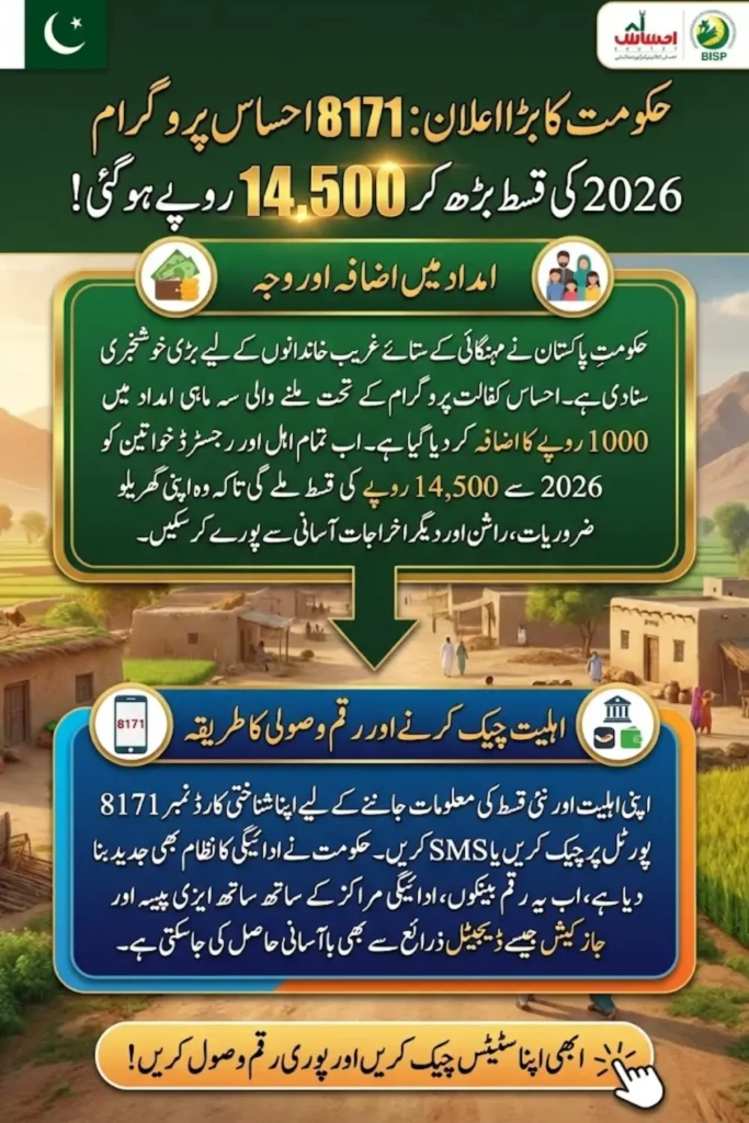 8171 Ehsaas Program 2026 Payment Increased to Rs. 14,500 – Eligibility, and Digital Wallet Payment Details