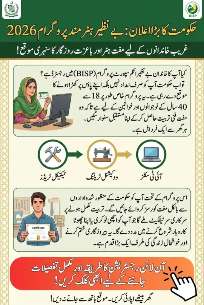 Benazir Hunarmand Program Online Registration 2026 – Complete Guide for Free Skill Training Under BISP